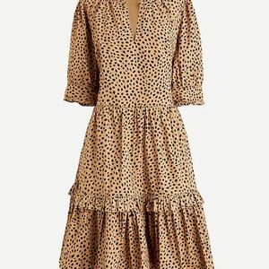 J. Crew Tan Tiered Puff Sleeve Sundress